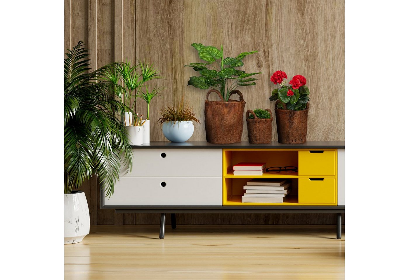 Thumbnail - relaxdays Blumenkasten Pflanzkorb Kokos 3er Set