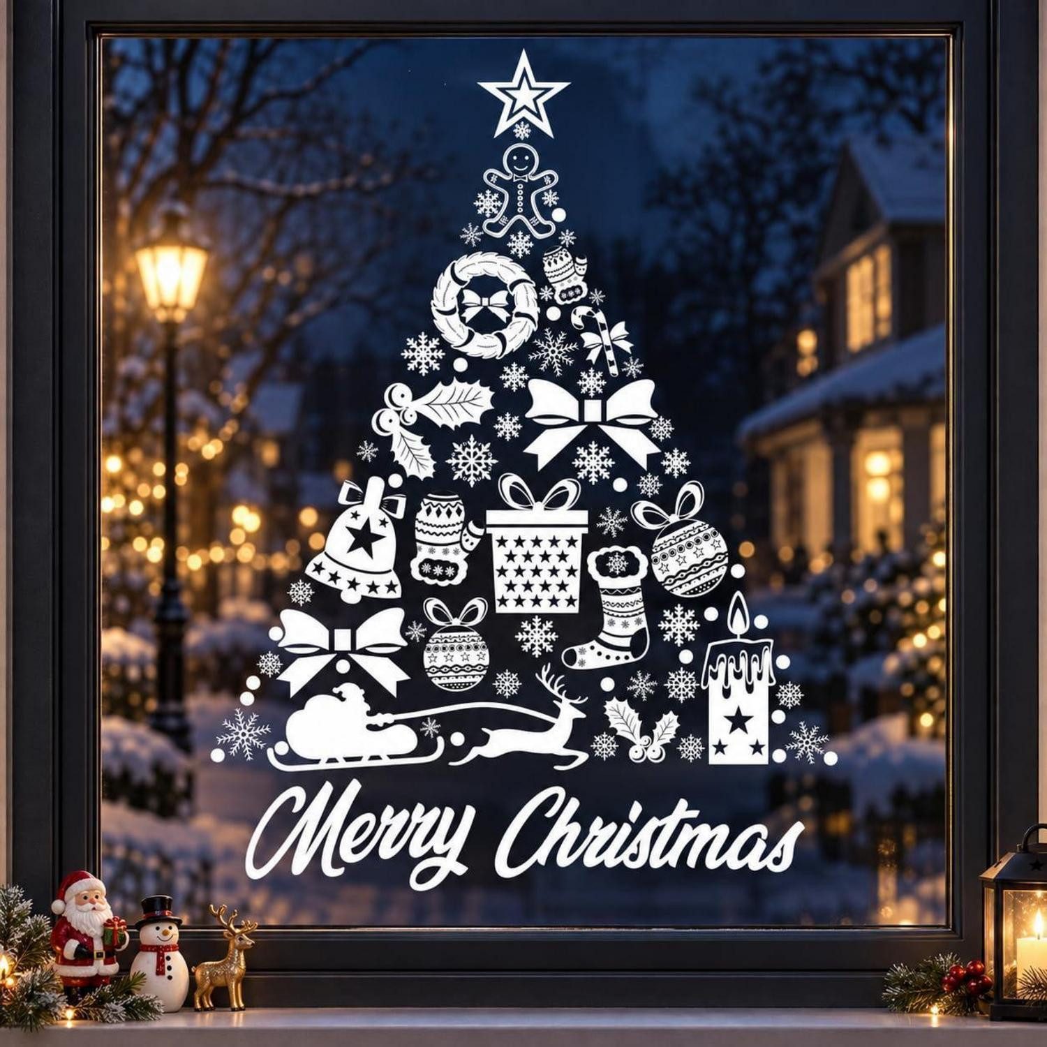 LuxusKollektion Fensterbild Fensterbilder Weihnachten Weihnachtsbaum Groß Weiß 40x60cm