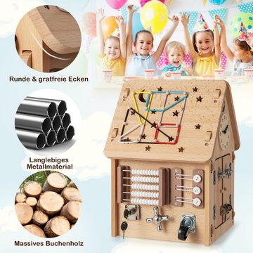 KOMFOTTEU Puppenhaus, Spielzeughaus aus Holz mit 23 Zubehör & Stauraum