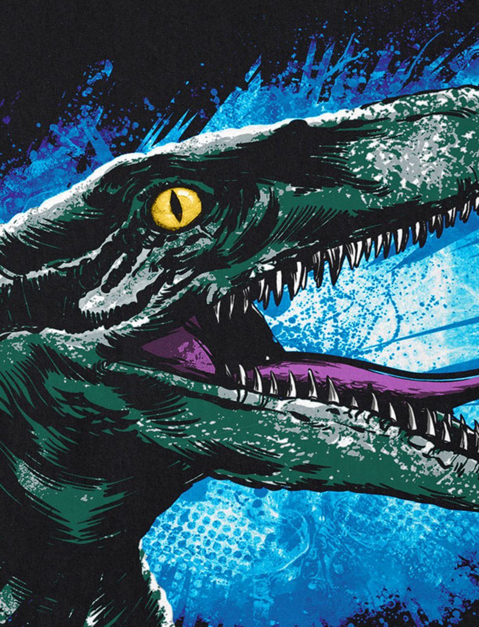 style3 Print-Shirt park Herren Blue T-Shirt dinosaurier Velociraptor