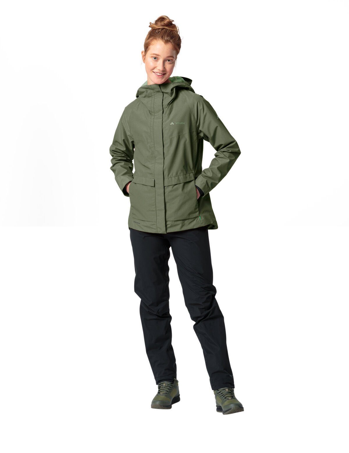 kompensiert Klimaneutral Jacket (1-St) Outdoorjacke Women's Pro VAUDE Rain cedar Comyou wood