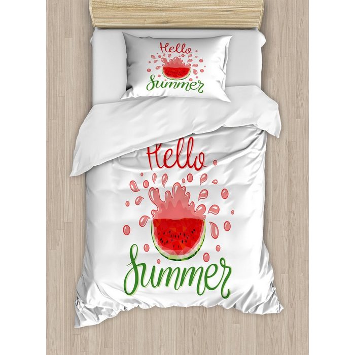 Bettwäsche Milbensicher Allergiker geeignet mit Kissenbezug Abakuhaus Microfaser Hallo Sommer Cartoon Wassermelone