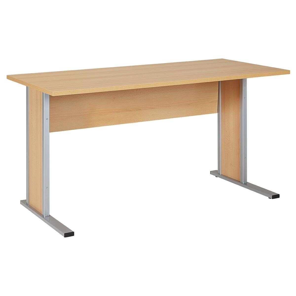 MÖBELPARTNER Schreibtisch Smileline V, rechteckig, C-Fuß, mit 16 mm starkem Sichtschutz