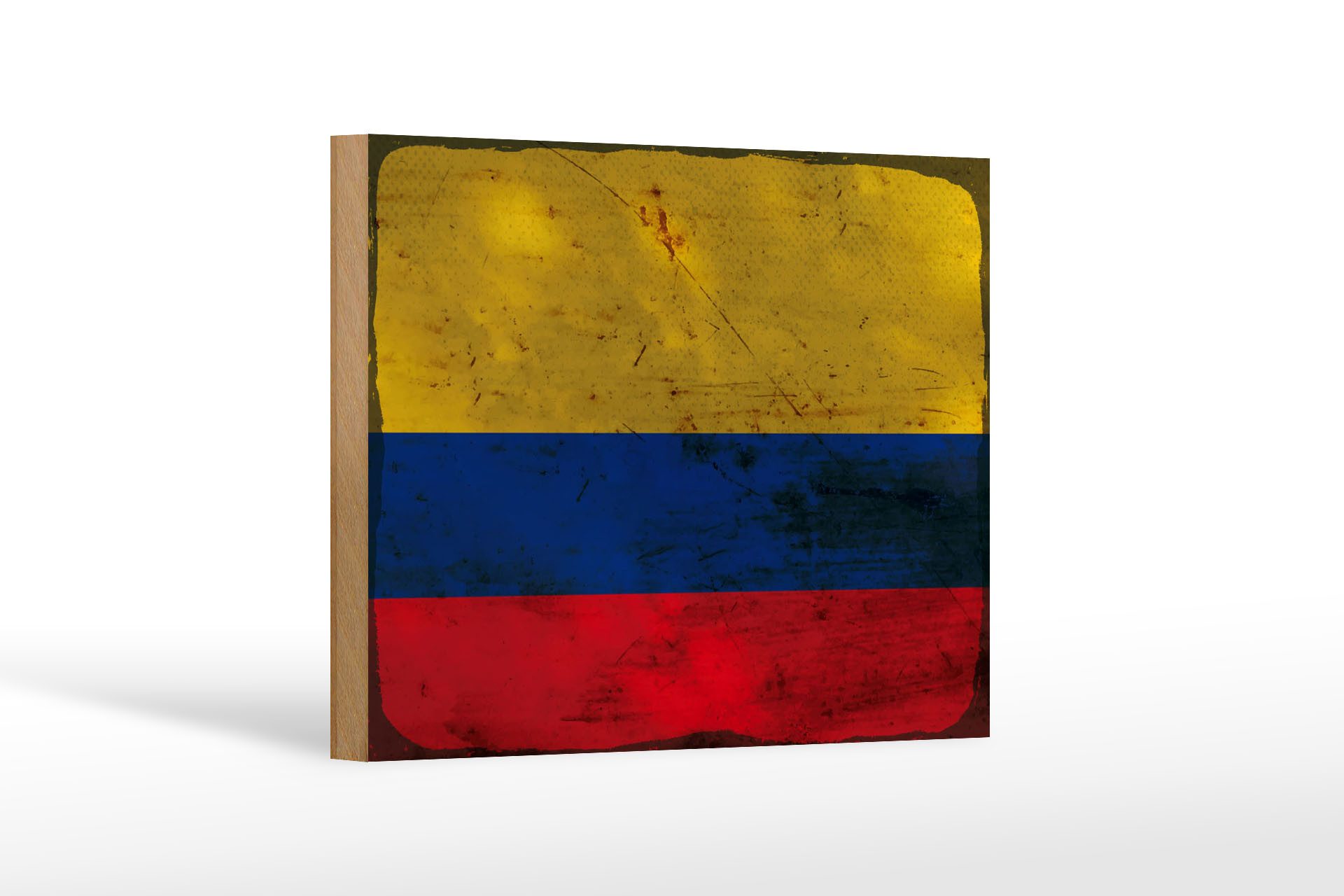 Femer GmbH Holzbild Flagge Kolumbien 18x12 cm Flag Colombia Rost, Flaggen (1 St), Glatte Holzfaserplatte (MDF), vorn beschichtet