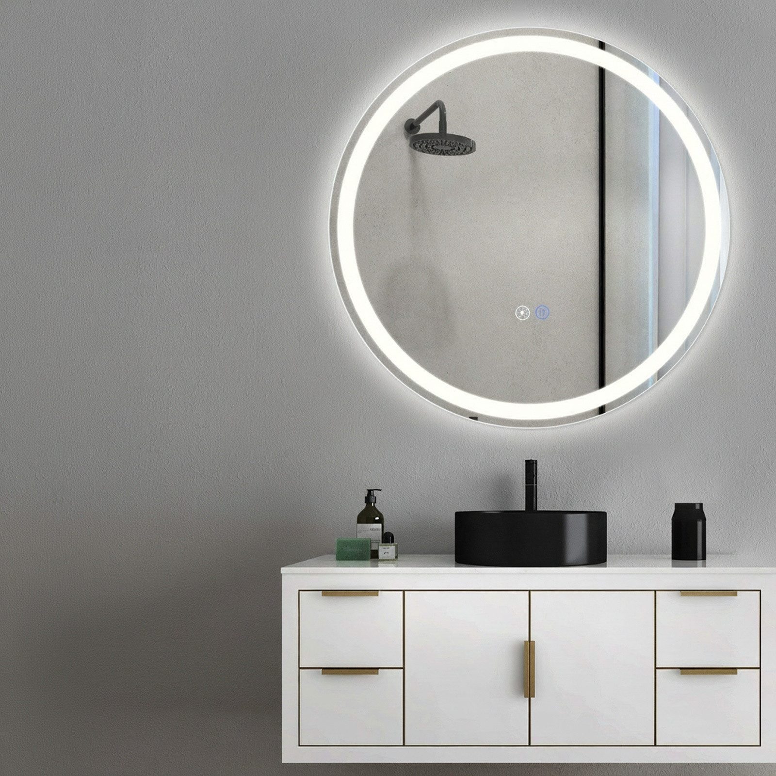 Nettlife Badspiegel Rund Touch Schalter und Entfogger Wandspiegel Beleuchtet 50/60/70/80cm, Entfogger Funktion Dimmbar Memories Funktion Ideal für Badezimmer – Bild 5 von 5