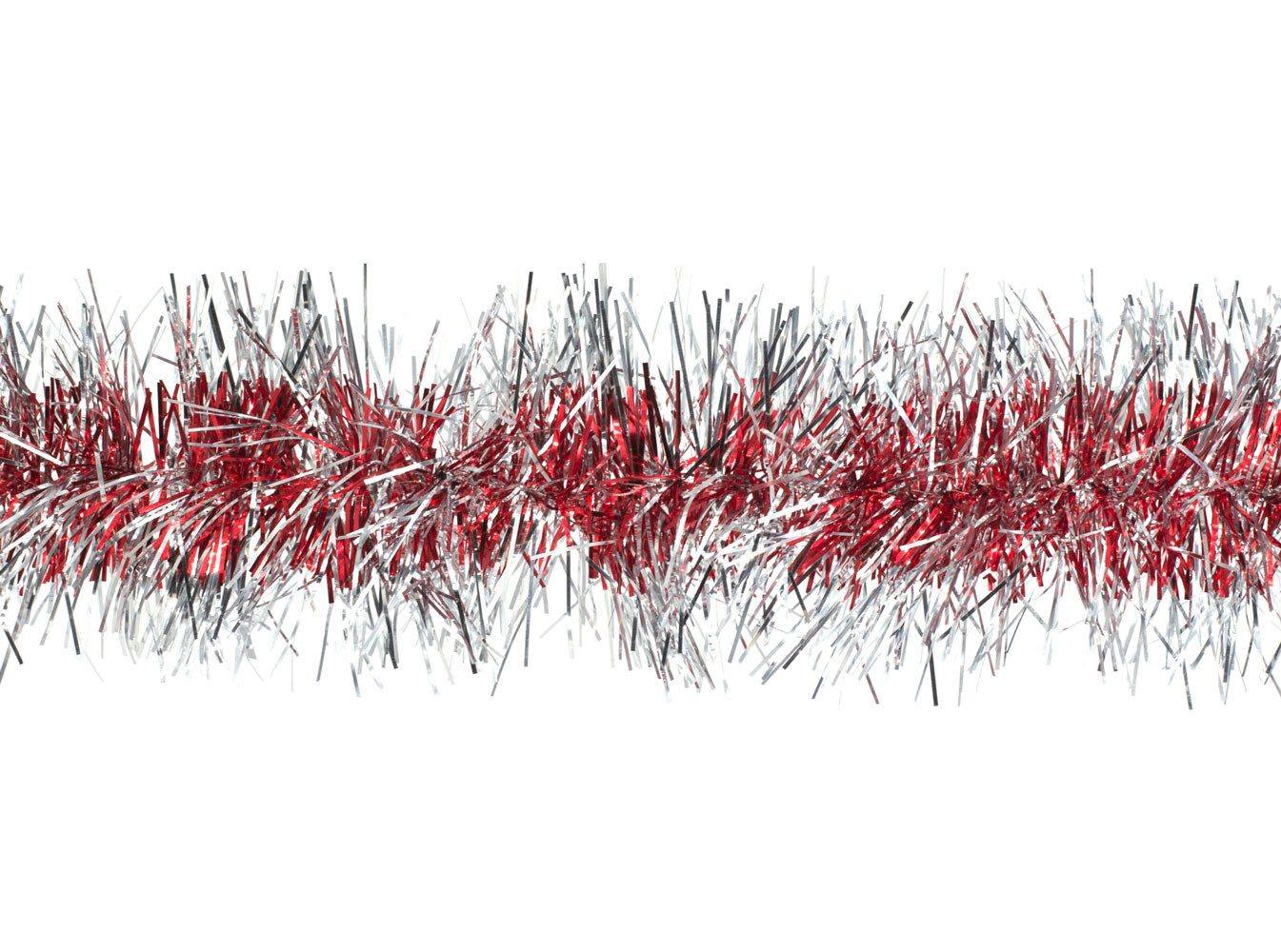 Creativery Girlanden, Weihnachtsgirlande Lametta 9cm x 3m Rot / Silber