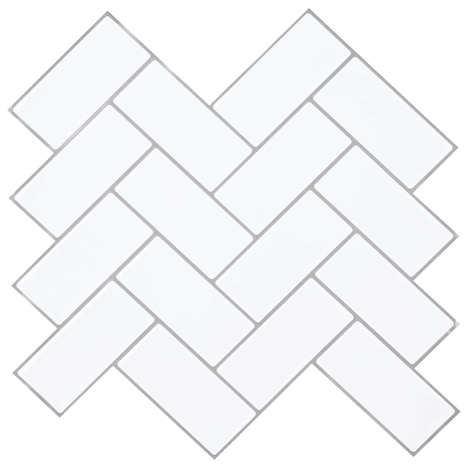 vidaXL Sticker Fischgrätenfliese 10 Stk. Weiß Grau 30 x 30 cm, (10-tlg)