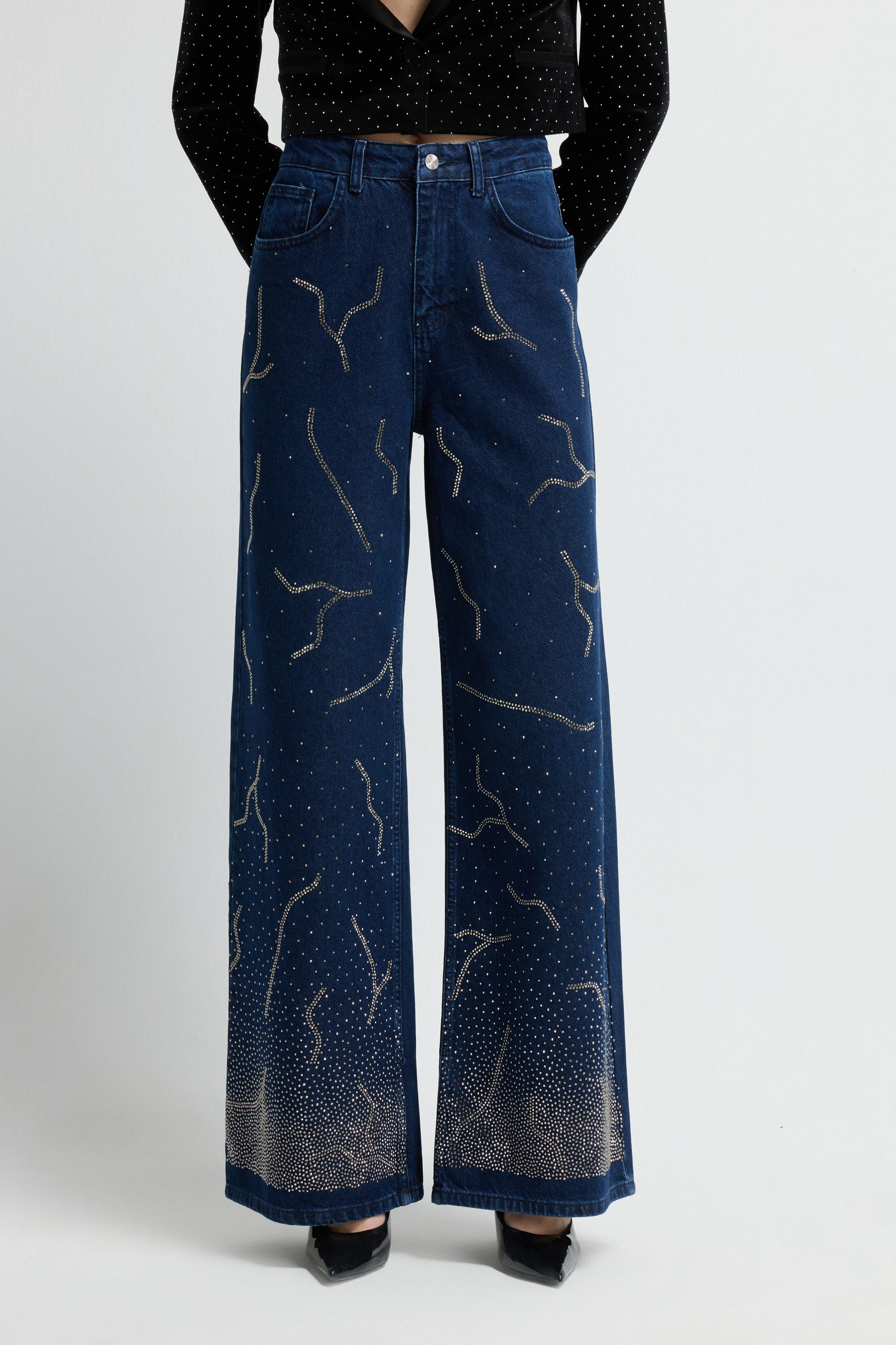 adL Bequeme Jeans Verzierte Jeanshose mit weitem Bein