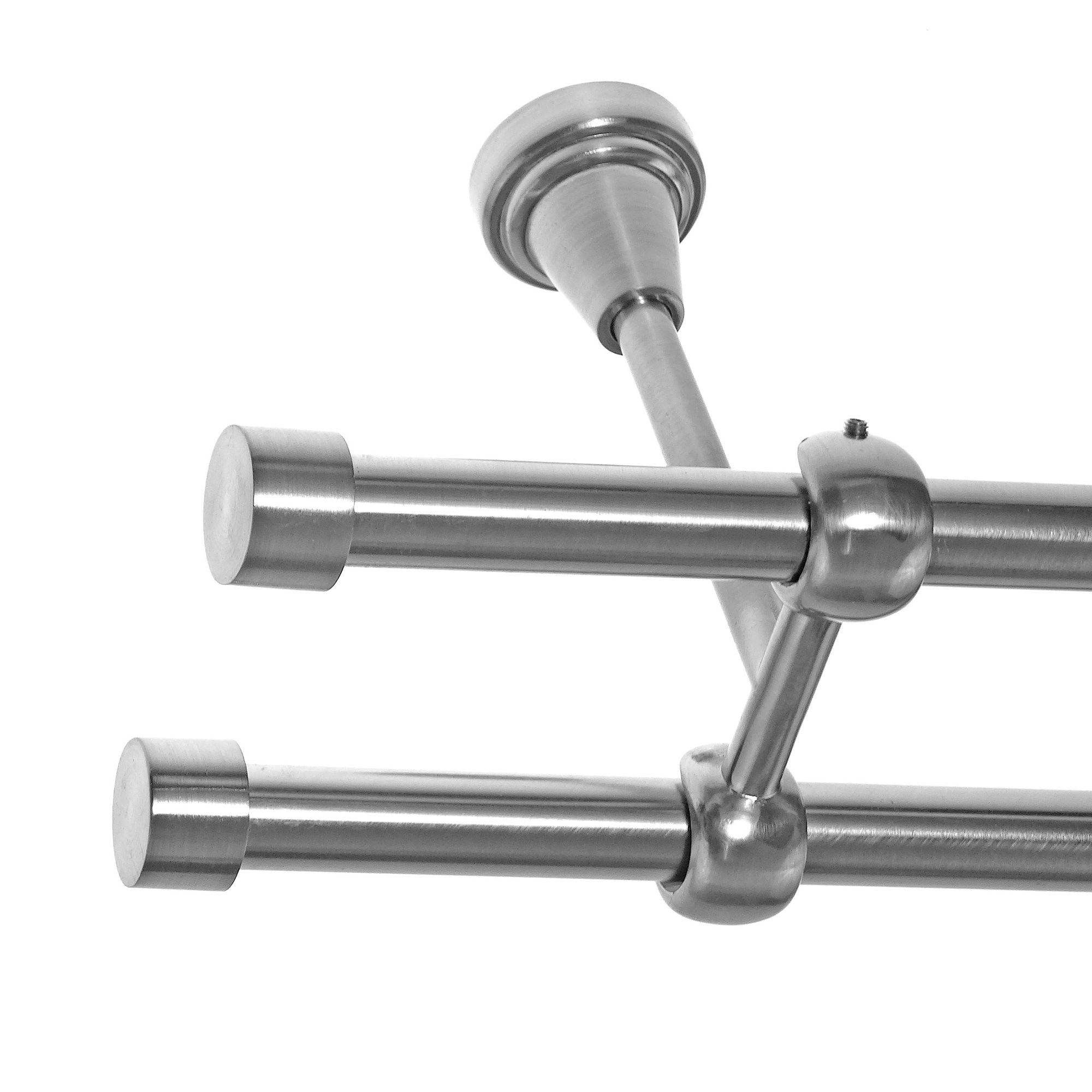 BASIT Gardinenstange Rohr Edelstahloptik 16 mm mit Deckenträgern 120 cm E16 günstig online kaufen