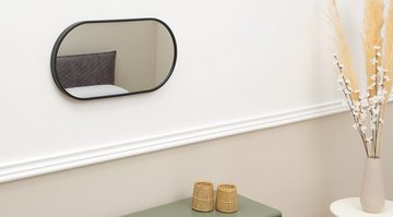Terra Home Wandspiegel Spiegel Metallrahmen Schminkspiegel Oval (schwarz 60x30x3, inklusive Schrauben und Dübel), Badezimmerspiegel Flurspiegel