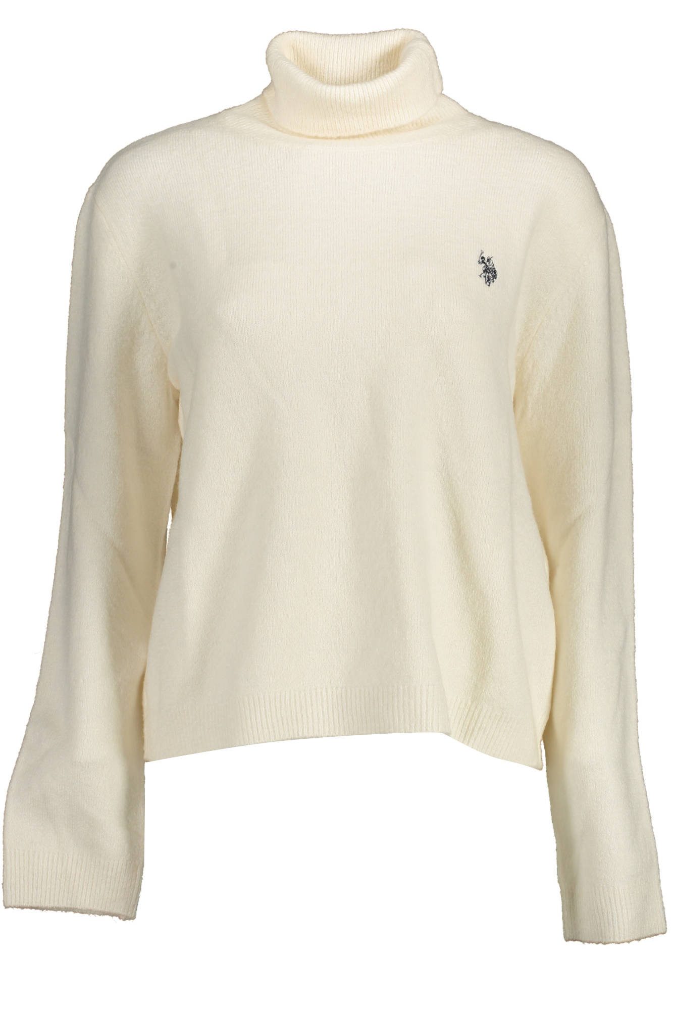 U.S. Polo Strickpullover Eleganter Weißer Damenpullover mit Rollkragen und Stickerei