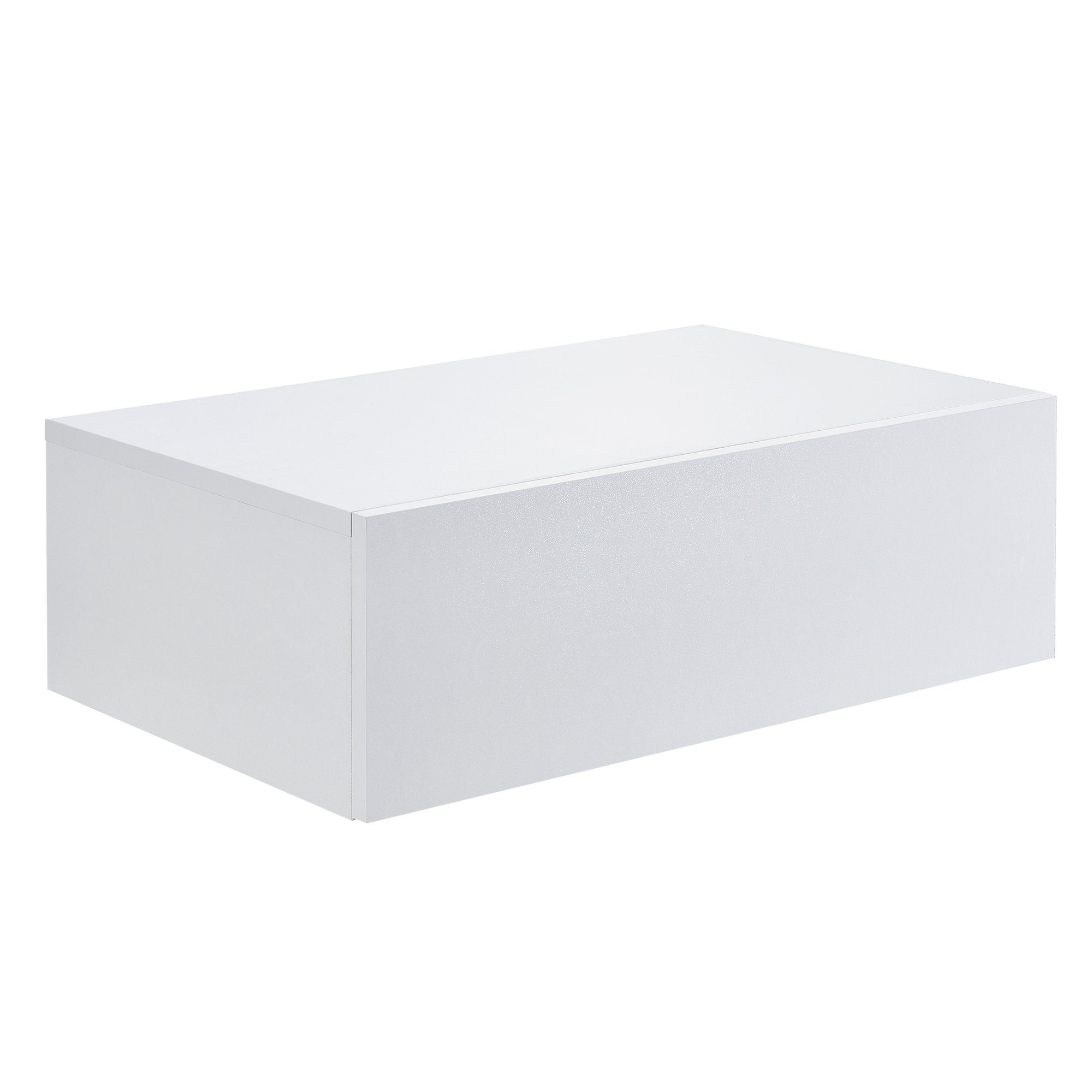 Schublade Weiß, weiß en.casa hochglänzend mit Wandregal, hochglanz Nachttisch »Elverum«