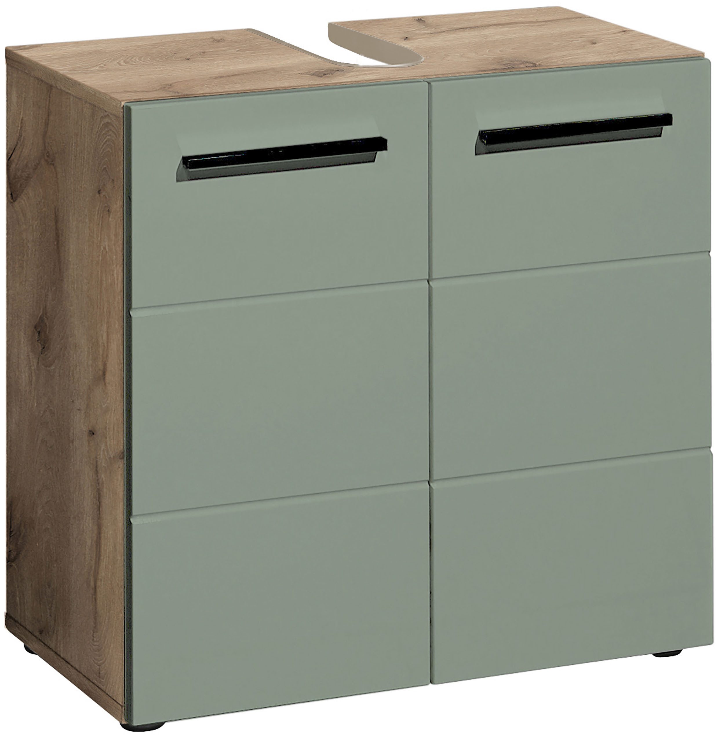BASIC by Balculina Waschbeckenunterschrank Rom BxHxT 60x62x31 (1-St) Breite 60cm, Kunststoffgriffe, Made in Europa