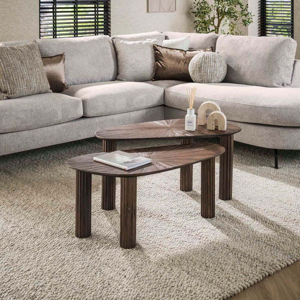 RINGO-Living Couchtisch RINGO-Living Couchtisch Callisto I aus Teakholz in Natur-dunkel 2er