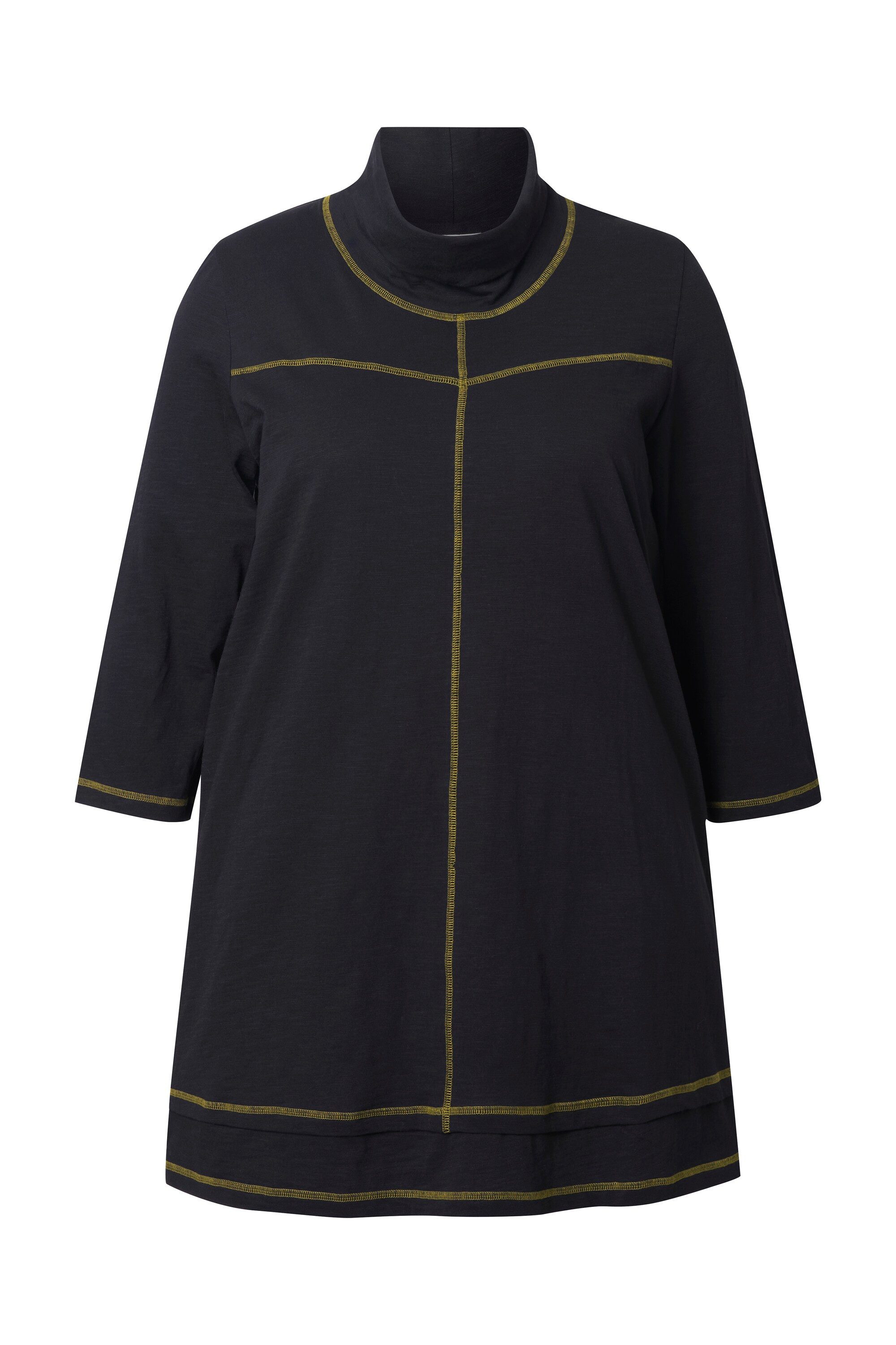 Ulla Popken Longshirt T-Shirt Lagenoptik Stehkragen günstig online kaufen