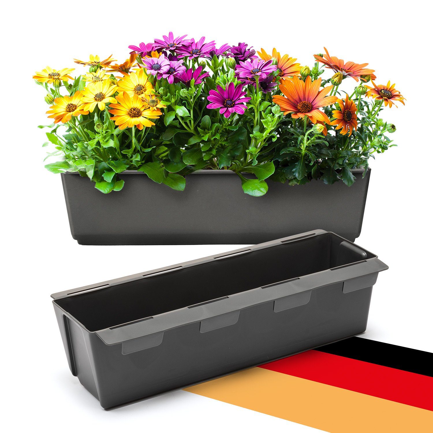 BigDean Blumenkasten Paletten-Einsatz zum Einhängen 37cm anthrazit Pflanzkasten Europalett (2 St)