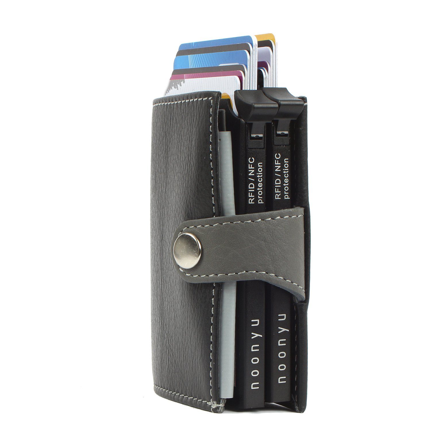 RFID noonyu black Leder Margelisch Kreditkartenbörse leather, Geldbörse aus Upcycling Mini double