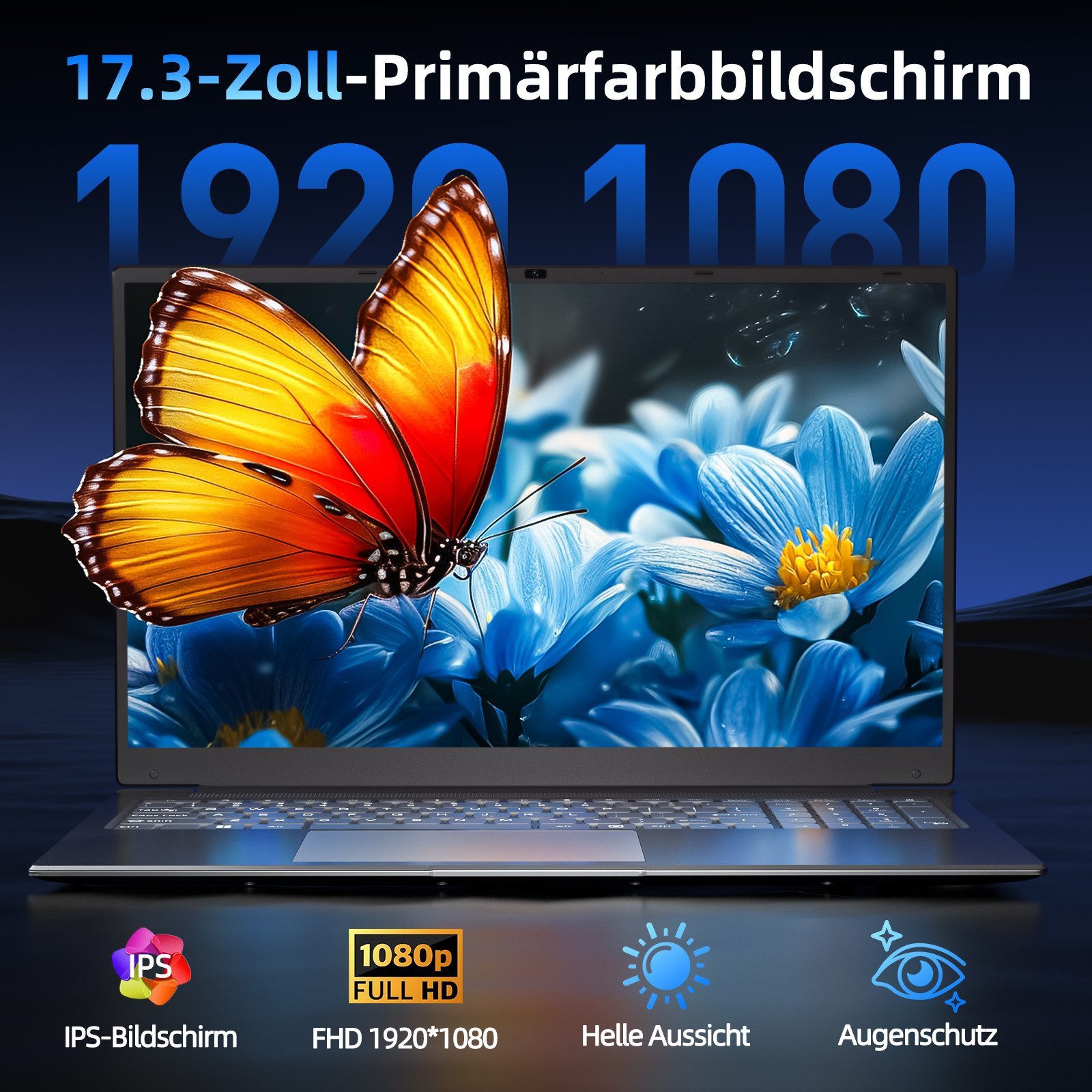 MENGHU 17,3 Zoll Laptop 4GB RAM 128 GB SSD, I3 5005U, FHD 1920 x 1080 IPS Notebook (Intel® Core™ i3-5005U, Intel® HD Graphics 5500, 4 GB, 128 GB SSD)