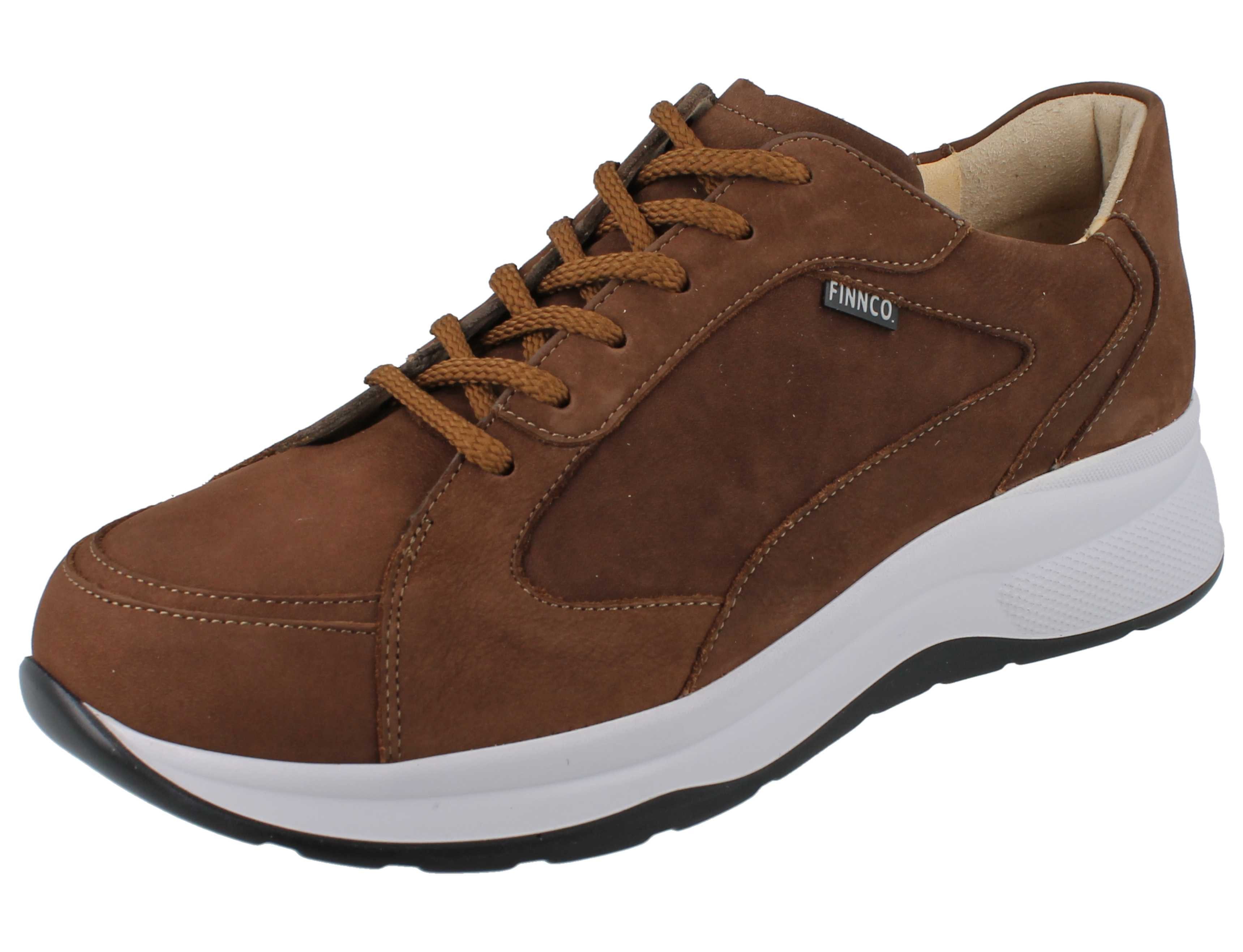 Finn Comfort FINN COMFORT FINNCO Piccadilly Herren Halbschuhe braun nut Nubukleder Schnürschuh