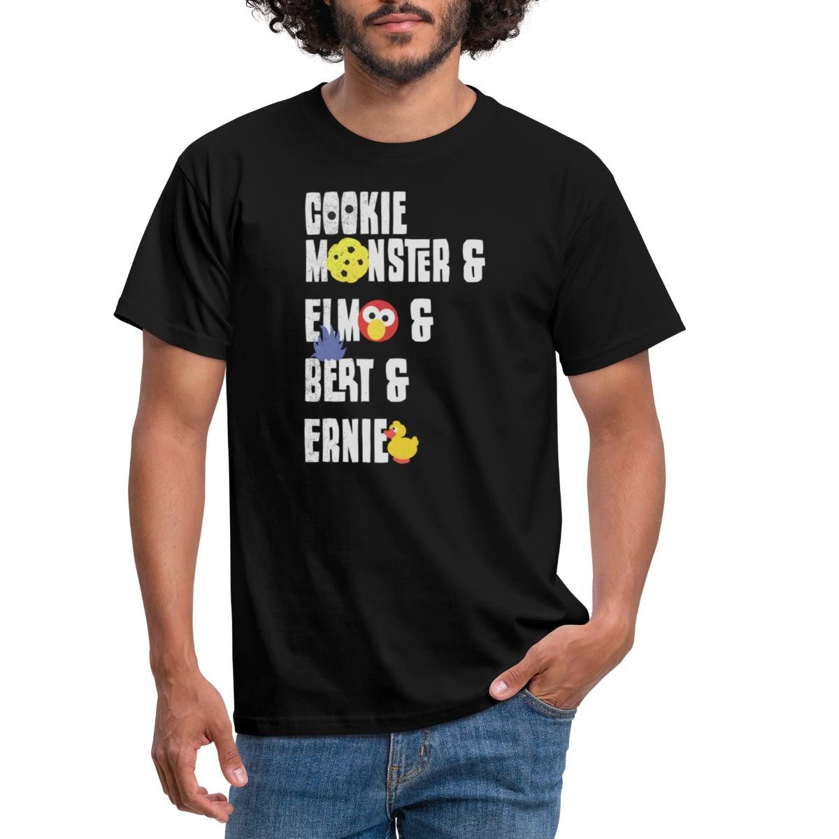 Spreadshirt T-Shirt Sesamstraße Cookie Monster, Elmo, Bert, Ernie Männer T-Shirt (1-tlg)