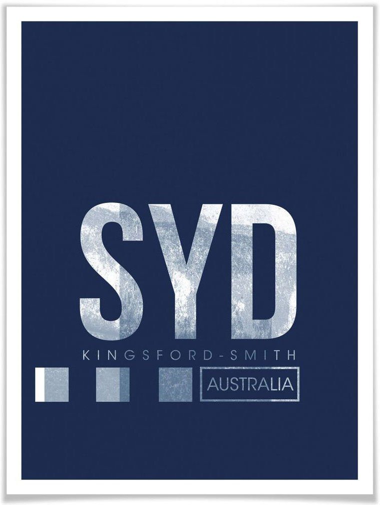 (1 Wall-Art Poster SYD Wandbild Flughafen Flughafen Poster, Wandposter Wandbild, St), Sydney, Bild,