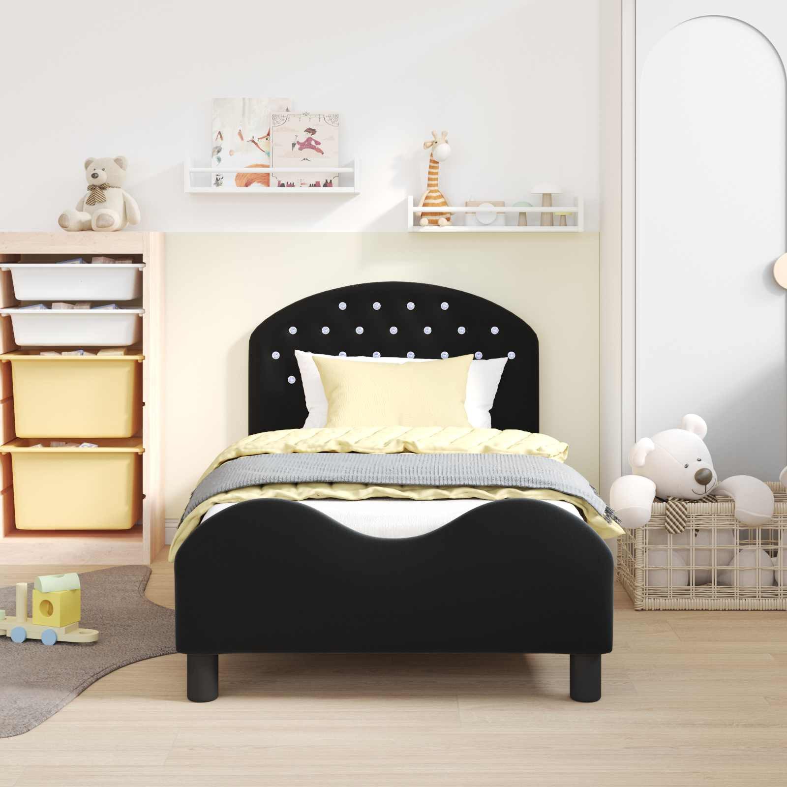 vidaXL Bett Kinderbettgestell mit Kopfteil Schwarz 80 x 160 cm Samt (1-tlg) günstig online kaufen