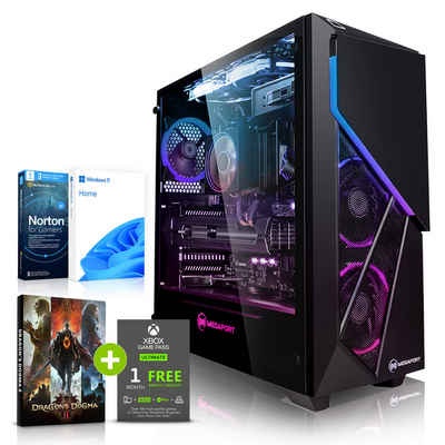 Megaport Gaming-PC (AMD Ryzen 5 7500F 6x3.7 GHz 7500F, GeForce RTX 4070, 32 GB RAM, 1000 GB SSD, Luftkühlung, Windows 11 Home, WLAN)