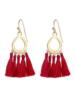 Elli Paar Ohrhänger Hänger Tassel Quaste Tropfen 925 Silber, Tassel, Boho