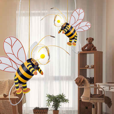etc-shop LED Pendelleuchte, Leuchtmittel inklusive, Warmweiß, 2er Set Pendel Leuchten Honig Bienen Hänge Lampen Flügel im Set