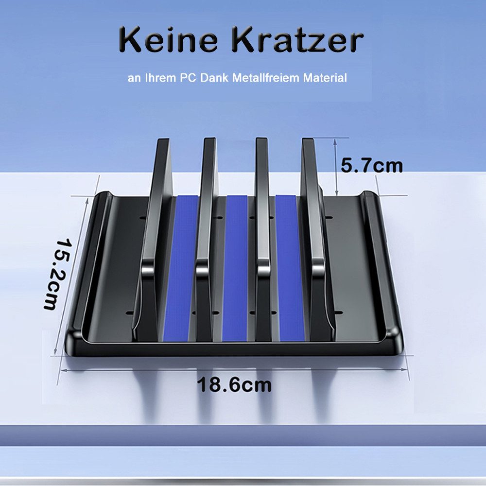 AFKSMILE Laptop-Ständer Vertikaler Laptopständer, 3 Steckplätze Verstellbarer Notebook Ständer, (5 in 1 Platzsparende Tischhalterung für Laptops für MacBook iPa – Bild 2 von 5