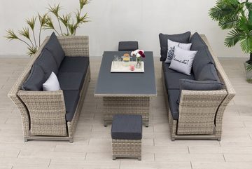 MANDALIKA Garden Gartenlounge-Set Dining Eck Lounge Set Havanna DeLuxe XL 3in1 inkl. Dining Sessel