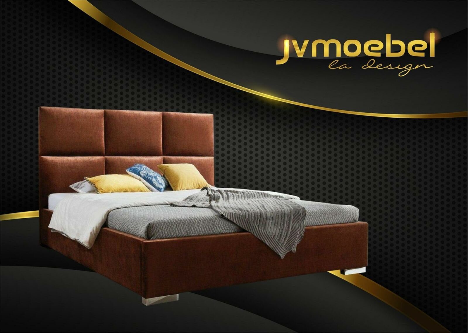 JVmoebel Bett, Moderne Schlafzimmer Braun Chesterfield 180x200 Bett Betten Stoff