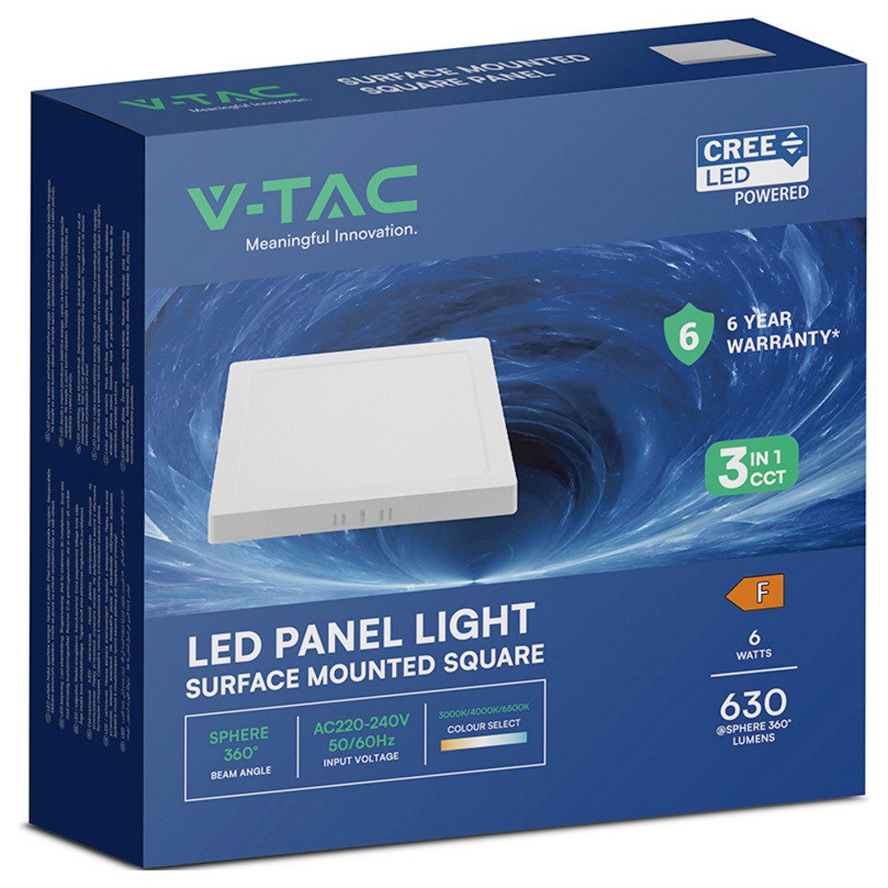 V-TAC LED Panel V-TAC VT-60006CCT 104926 LED-Aufbauleuchte EEK: F (A - G) 6 W Weiß