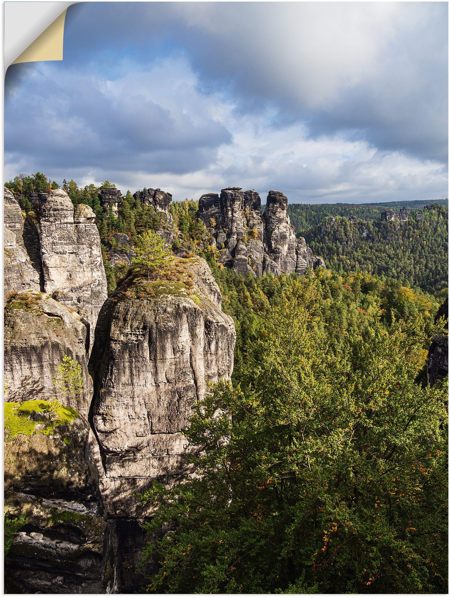 Artland Wandbild Felsen Sächsische Größen in & Alpenbilder Alubild, St), Berge in oder Bäume Wandaufkleber Leinwandbild, der Schweiz, versch. (1 Poster als