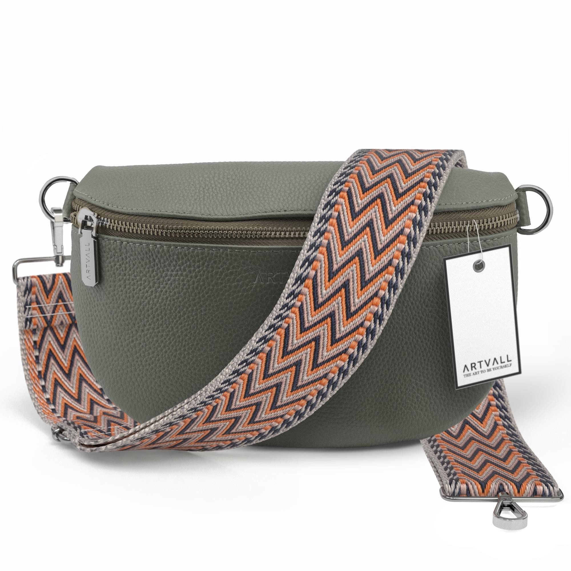 ARTVALL Umhängetasche Echtleder Handtasche Damen Brusttasche Grau Grün (Tas günstig online kaufen