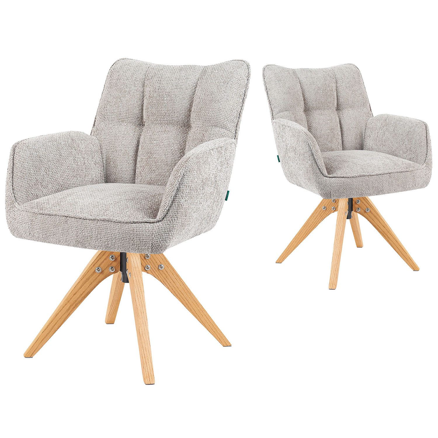 DUBI Möbel Polsterstuhl Mika-Theo 2er-Set, Federkern, Eiche geölt, 360° dre günstig online kaufen