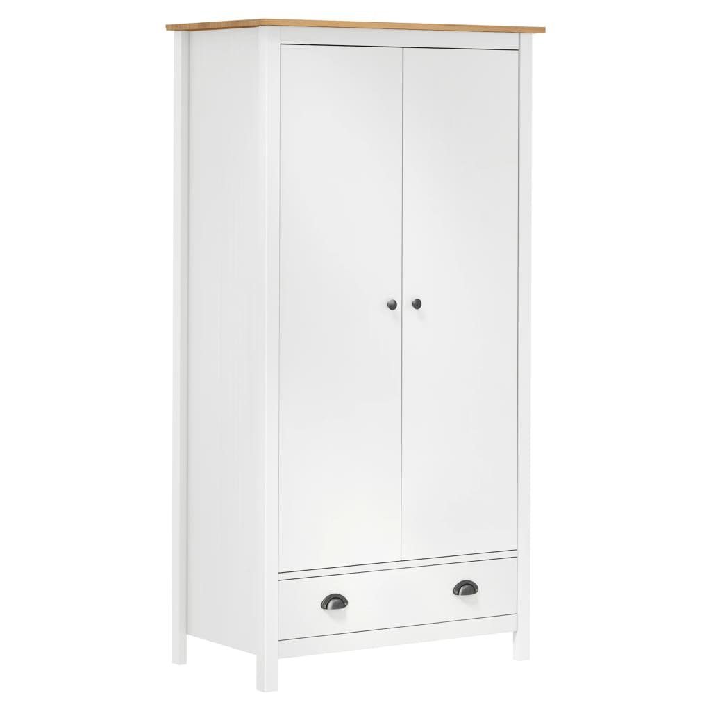 2 Türen (1-St) Hill 89x50x170 furnicato Weiß Kleiderschrank mit Kiefernholz cm