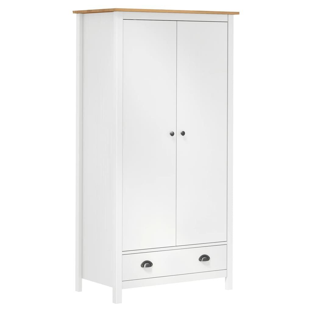 furnicato Kleiderschrank mit 2 Türen Weiß Hill (1-St) Kiefernholz 89x50x170 cm