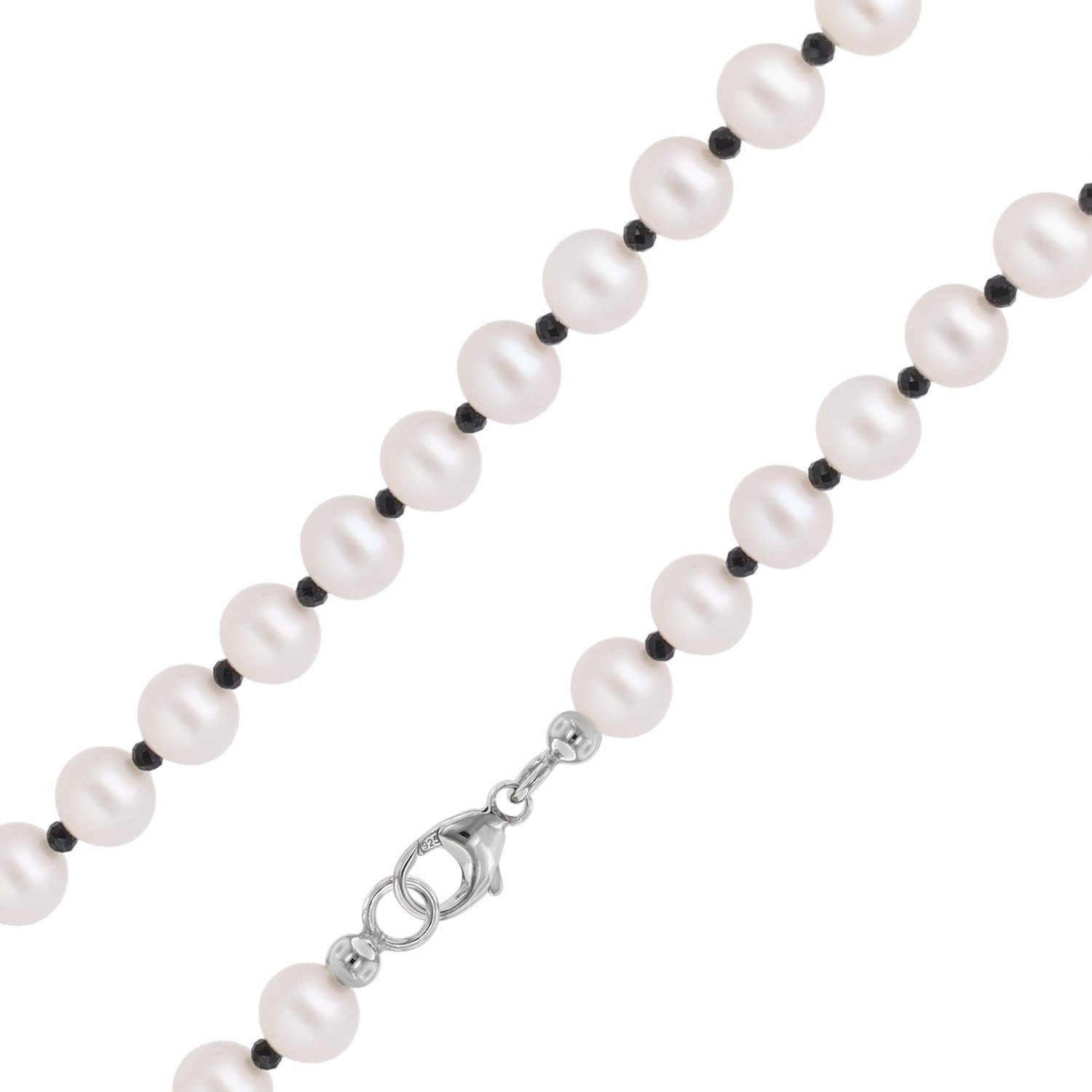 für cm trendor schwarzem Männer 50 Perlenkette Spinell Perlenkette mit