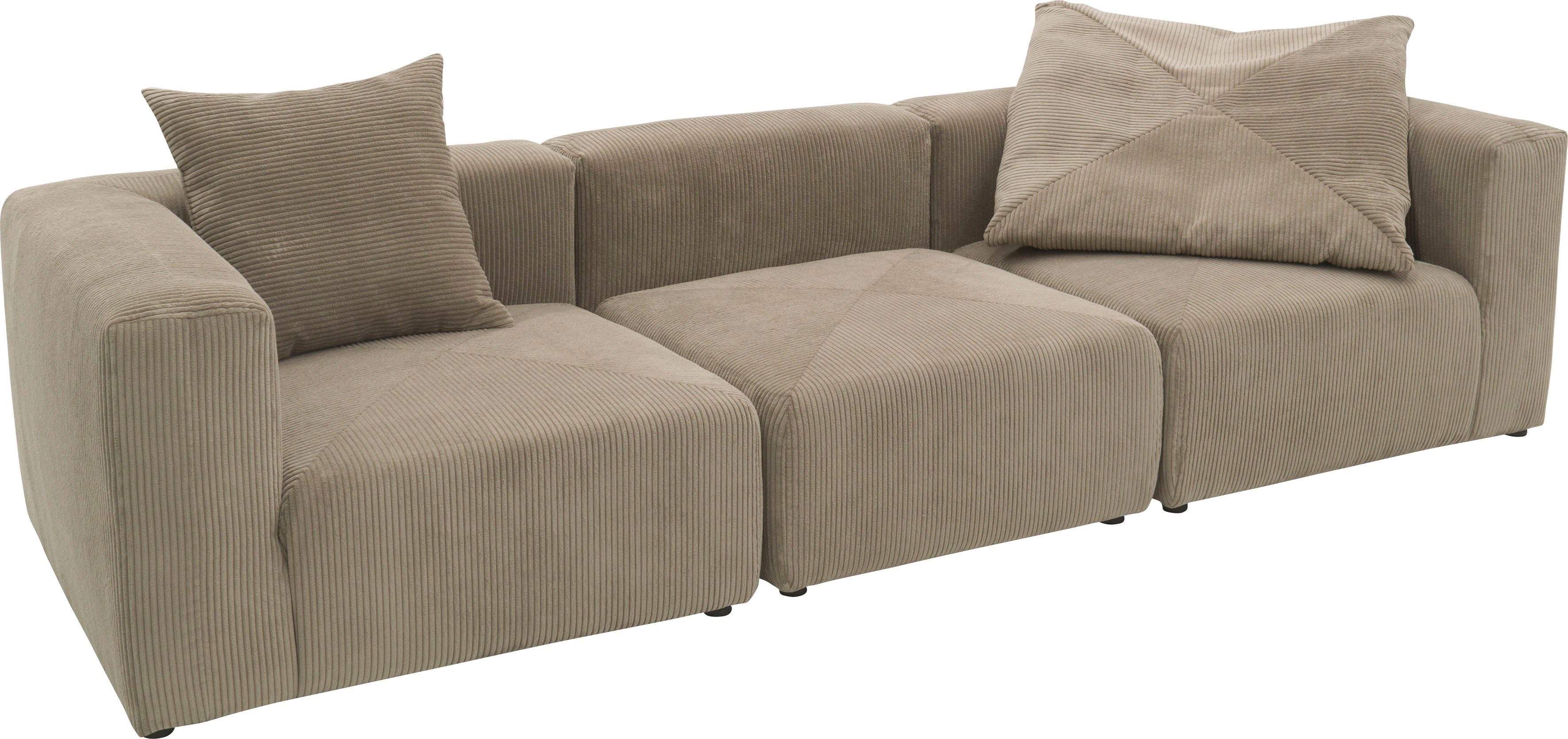 RAUM.ID Big-Sofa Gerrid, Cord-Bezug, bestehend Mittelelement ein Eck- 2 schlamm Modulen: aus und