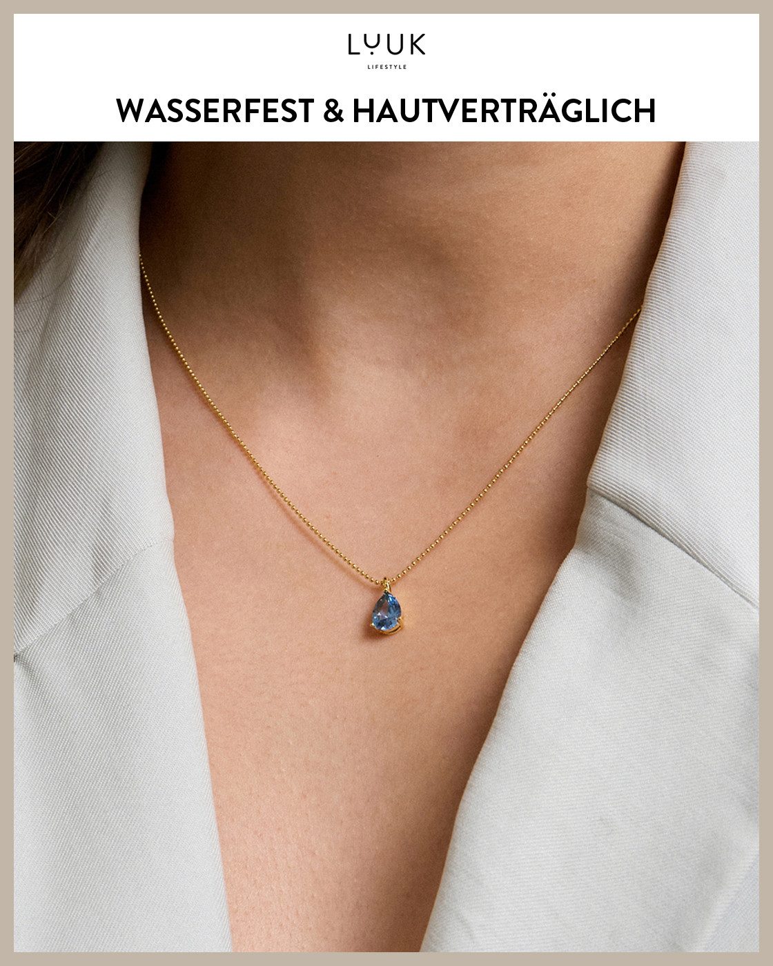 LUUK LIFESTYLE Kette mit Anhänger Himmelblau, günstig online kaufen