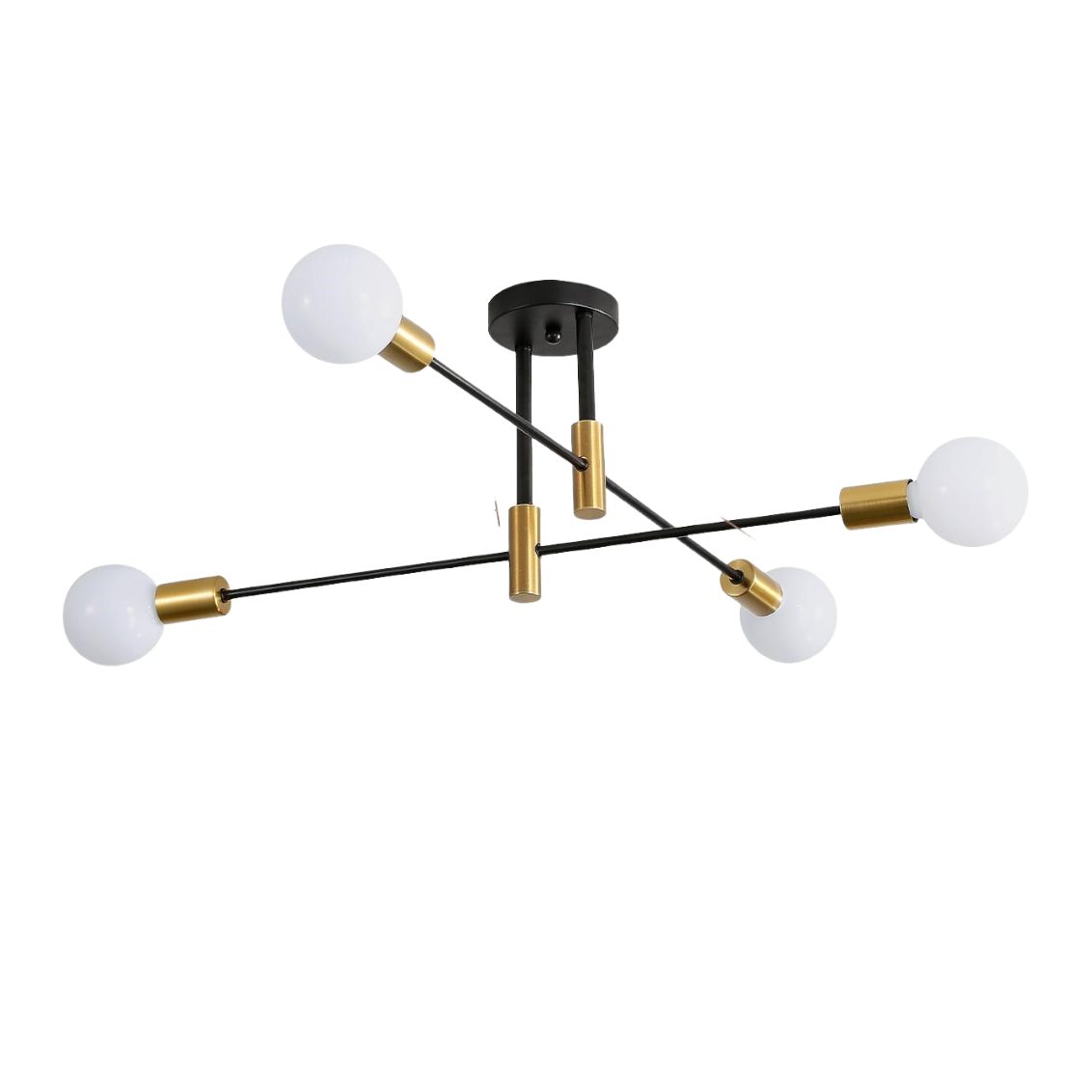 Riserva LED Dekolicht Deckenlampe 4-flammig E27, Vintage Schwarz Gold, LED wechselbar, Klassischer Industriestil, einfach zu installieren