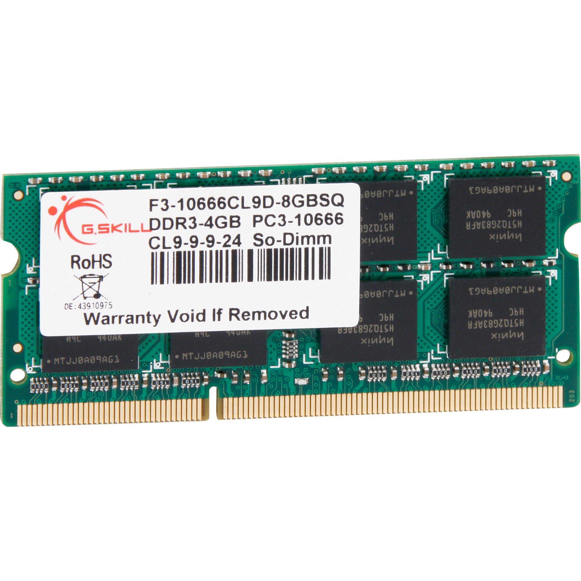 G.Skill SO-DIMM 4 GB DDR3-1066, Arbeitsspeicher Arbeitsspeicher