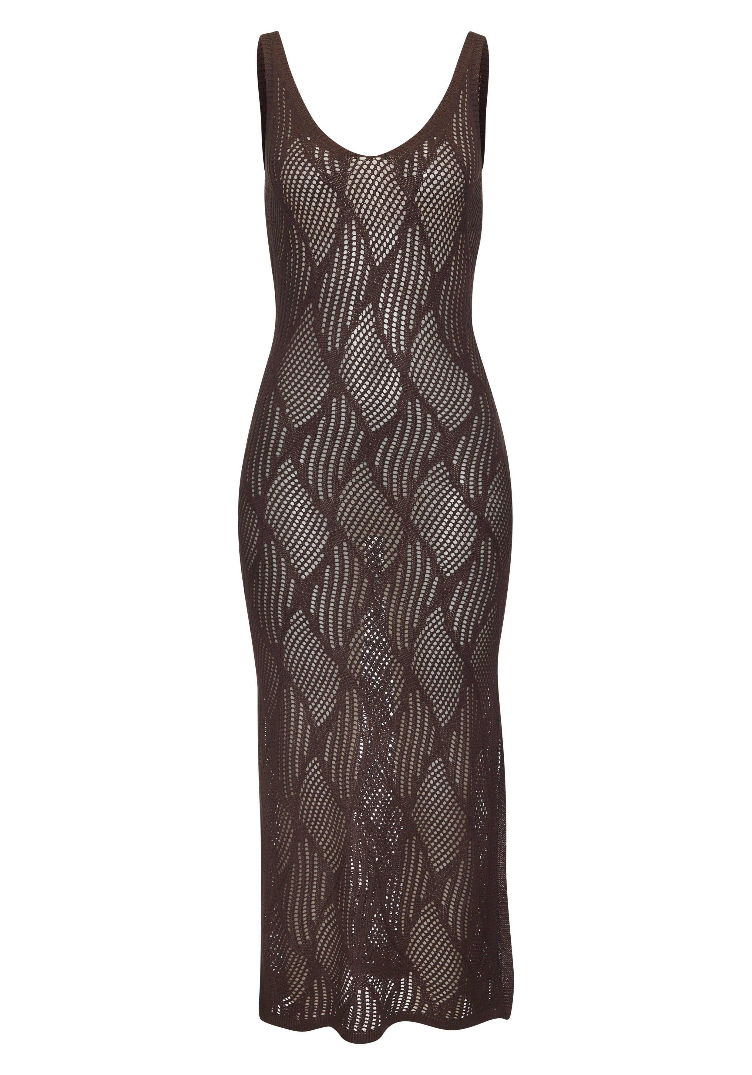 LASCANA Strickkleid mit Ajourmuster, transparentes Strandkleid, günstig online kaufen