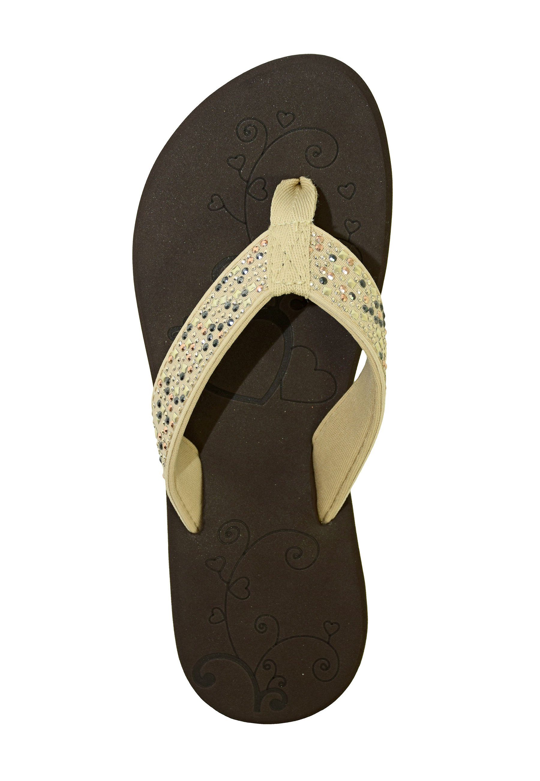 MADSea Midnight Badepantolette Zehentrenner Flip Flop mit Strass
