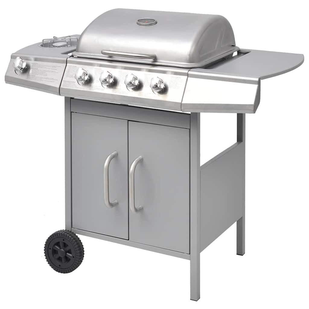 vidaXL Gasgrill Gasgrill 4+1 Flammen Silbern