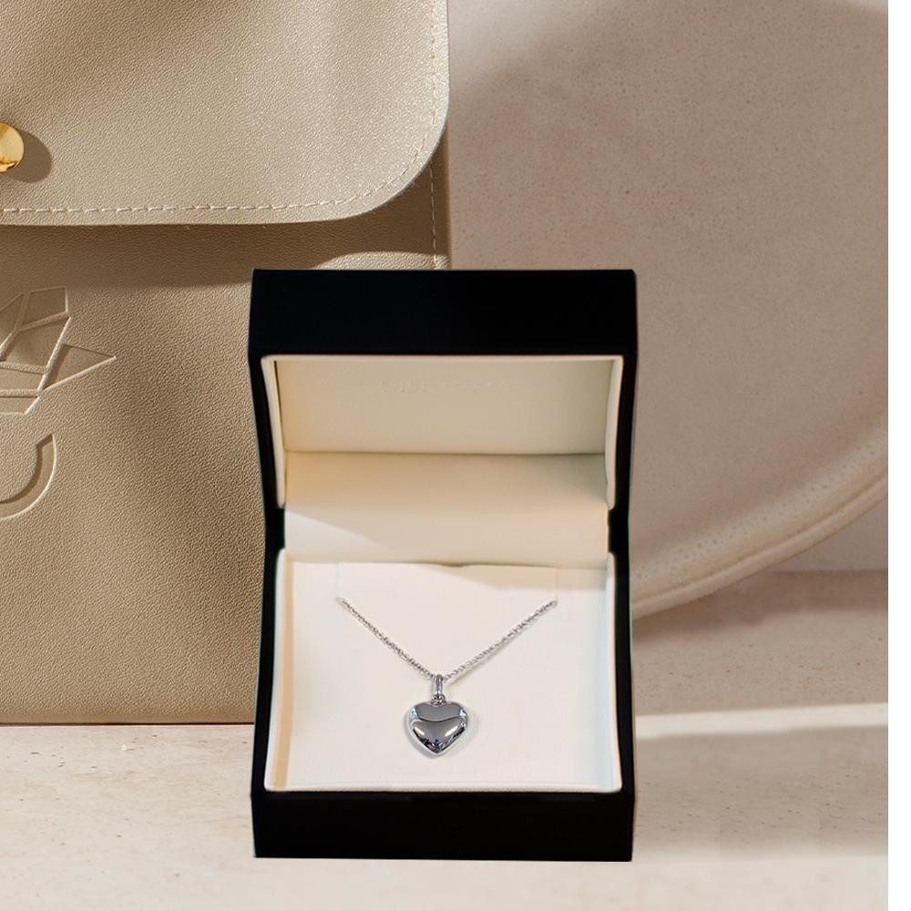 Amoonic Herzkette Halskette Damen Silber 925 Frauen Kette mit Herzanhänger Echt Silber (inkl. Schmucketui), Echte Herz Silberkette Gold Rosegold vergoldet Gesch – Bild 4 von 5