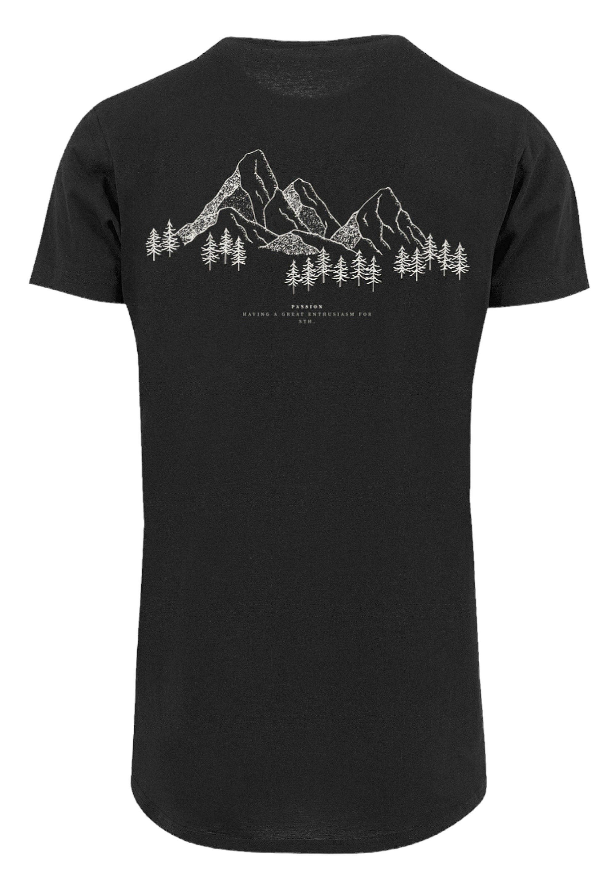 Berge T-Shirt Mountain Print PLUS schwarz F4NT4STIC SIZE