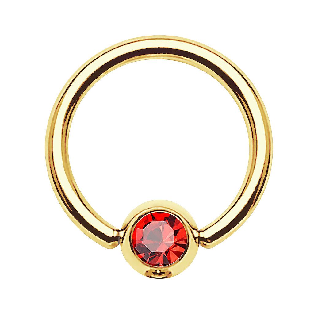 Taffstyle Nasenpiercing BCR Klemmring Tragus Universal Ring Gold Rot 1,2mm x 8mm x 3mm (Cartilage Helix Orbital Brust Intim Piercing Lippenbädchen Lippen), Intimpiercing vergoldet Nasenpiercing Nasenring Nase Ohrpiercing Ohr