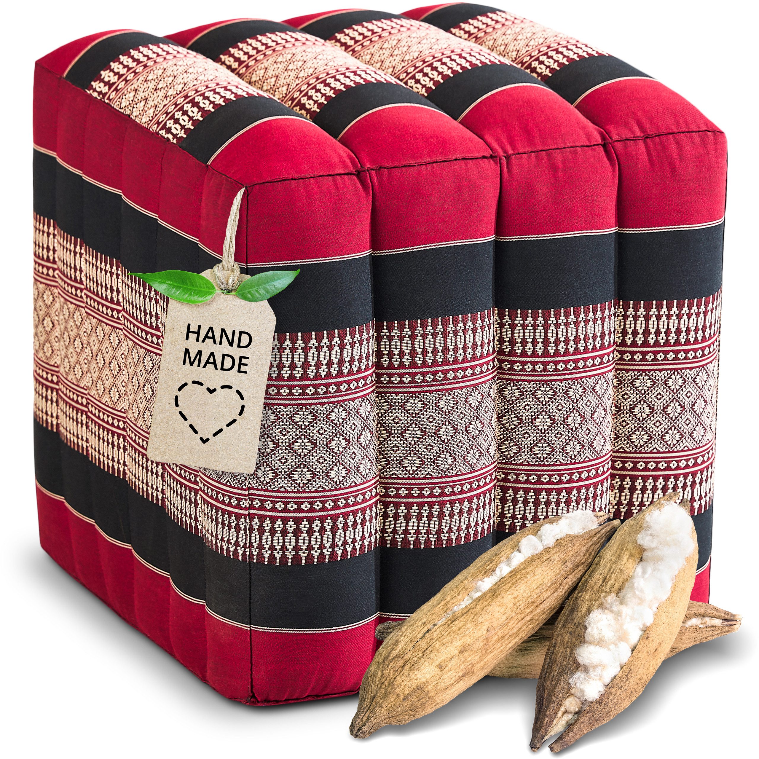 livasia Polsterhocker Würfelkissen - 40x40x40cm - Sitzwürfel, Kapok, vegan, handgefertigt